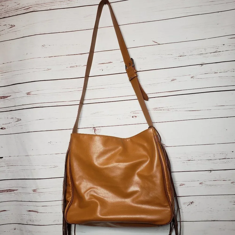 Brown Faux Leather Boho Handbag - Picture 2 of 14